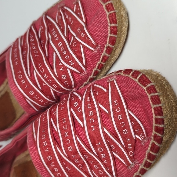 Tory Burch Azalea Logo grosgrain Espadrille flat shoes women's size 7 - Picture 15 of 16